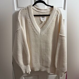 Aerie V Neck Cream Sweater